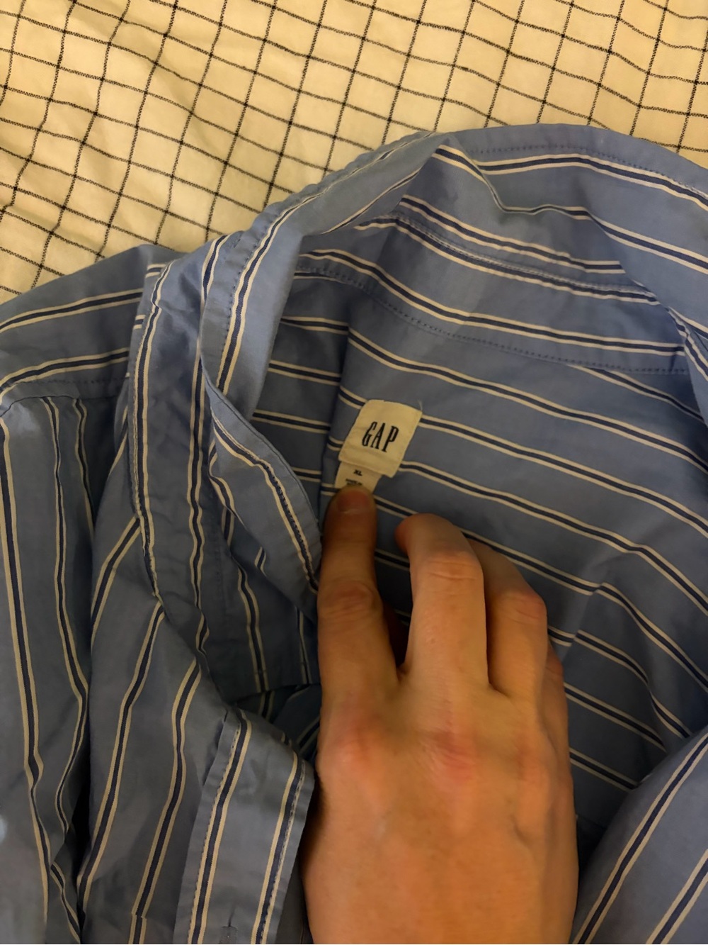 GAP Women's Blue Stripe Button-Up Wrap Shirt
